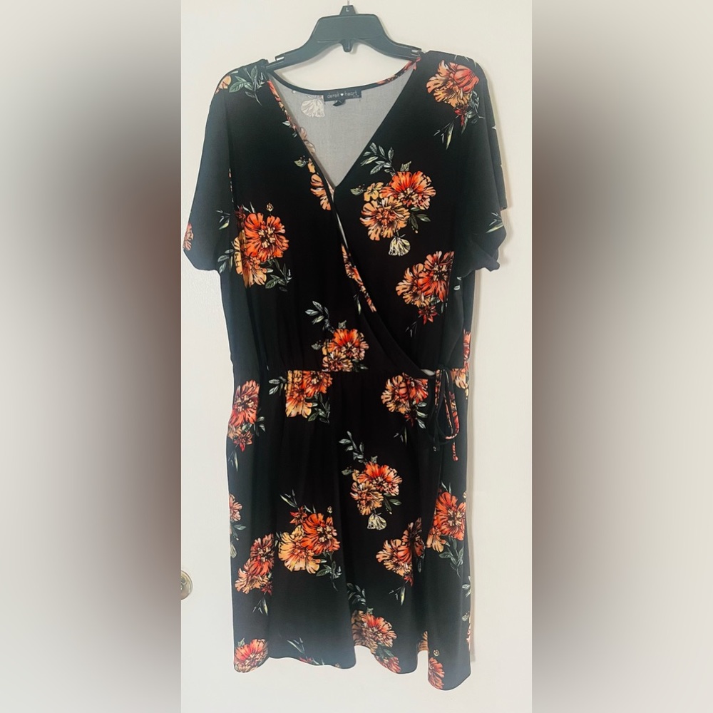Plus size black and floral dress